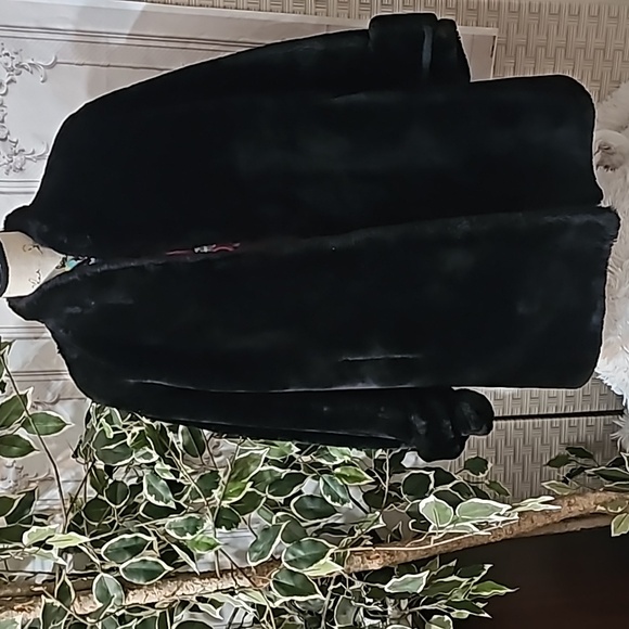 moulieres Paris For Town and Travel Jackets & Blazers - Vintage Moulieres Paris Mouton Dyed Black Processed Lamb Swing Coat XL